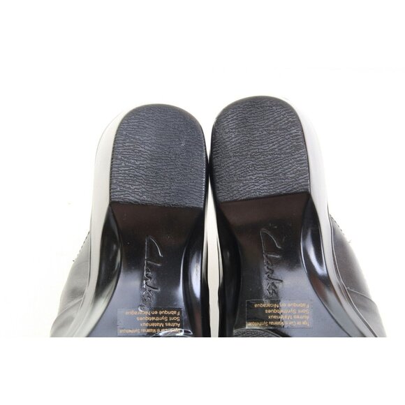 NWOB Clarks Bendables Slip On Slides Comfort Leather Black Mules Women's Sz 9 - Picture 8 of 13